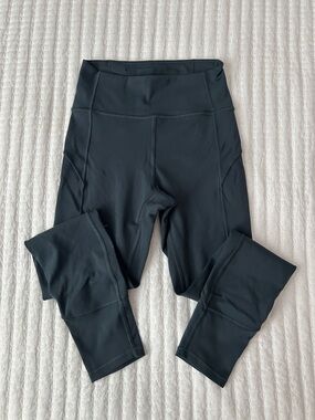 Lululemon Dark Teal Workout Leggings with Hidden Waist Pocket